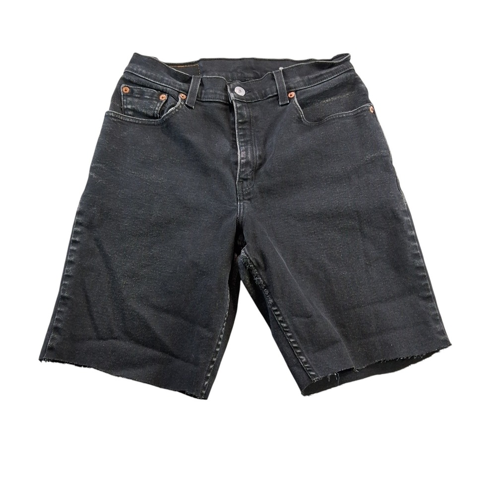 Levi's 550 Denim Shorts Jorts Womens 8 Reg Black Relaxed Fit Cut Off Vintage 90s